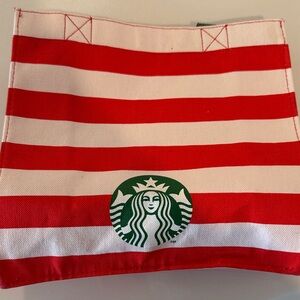 Starbucks Red and White Striped Mini Tote Day Bag or Teacher Gift